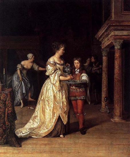 Eglon van der Neer Interior with a woman washing her hands. Spain oil painting art